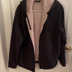 Eddie Bauer Men's Cream Sherpa Fleece sweatshirt zip hoodie size L NWOT